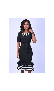 Stripe Peplum Hem Bodycon