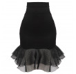 Black Peplum Skirt With Double Organza